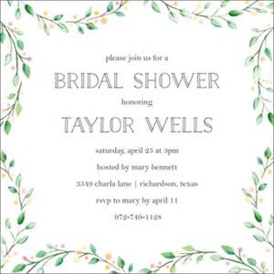 Greenery Wreath Border Bridal Shower Invitation