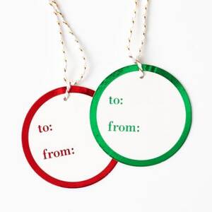 Red & Green Foil Circle Gift Tags