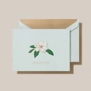 Engraved Magnolia Blossom Thank You Card Set