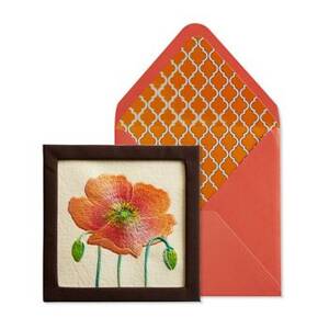 Embroidery Orange Poppy Greeting Card