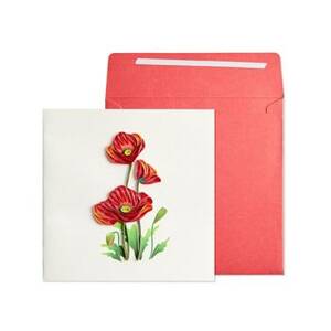 Quilling Red Poppies Greeting Card