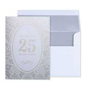 Silver Foil Amazing 25 Years Anniversary Card
