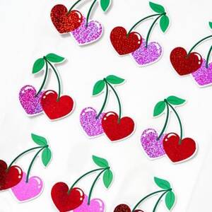 Shimmer Heart Cherry Stickers