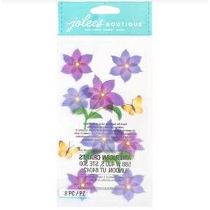 Purple Vellum Flower Stickers