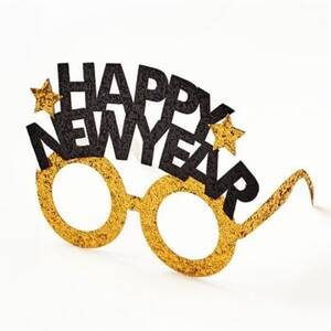 Happy New Year Chunky Glitter Paper Glasses