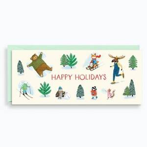 Skating Critters Money Holiday Card Set