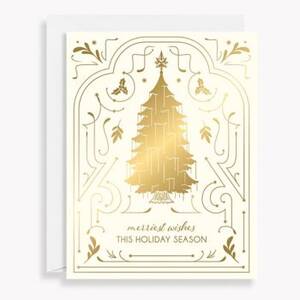 Gold Deco Tree Holiday Card Set