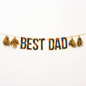 Best Dad Argyle Tassel Banner