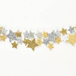 Silver & Gold Glitter Star Garland
