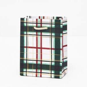 Holiday Painted Plaid Small Gift Bag