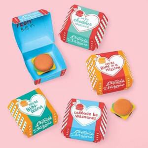 Burger Eraser Valentine's Day Card Kit