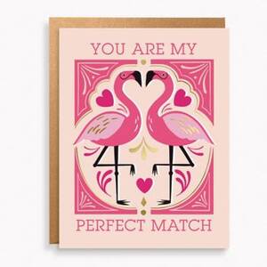 Perfect Match Flamingos Love Card