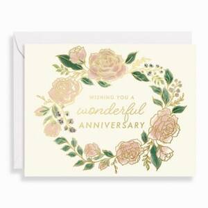 Rose Wreath Wonderful Anniversary Card