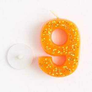 Glittery Number 9 Candle