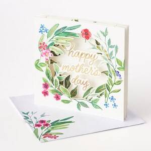 Popup Greenery Wreath Mother's Day Card