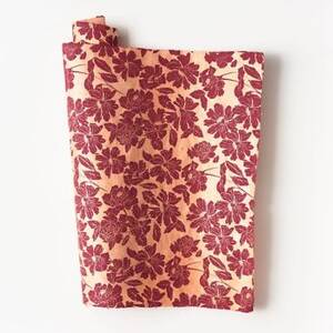 Burgundy Flower Blooms on Blush Handmade Paper