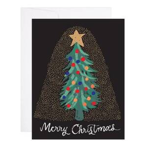 Golden Snow Globe Tree Christmas Card