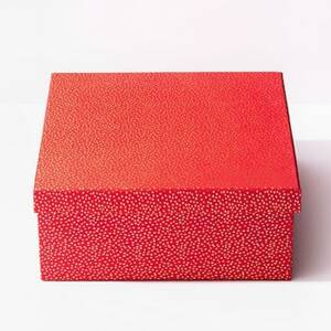 Gold Flurry Dots On Red Robe Box