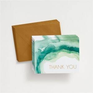 Emerald Watercolor with Foil Thank You Card Set