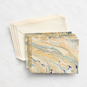 Blue Marble Swirl with Gold Stationery Set