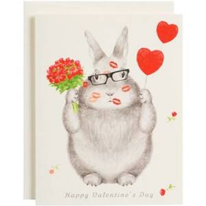 Bunny With Hearts &amp; Kisses Valentine Card