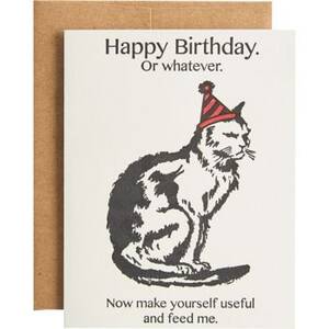 Cat with Party Hat Birthday Card