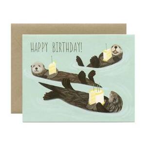 Otters & Cake Birthday Card