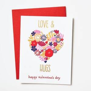 Gold Foil Love & Hugs Valentine Card