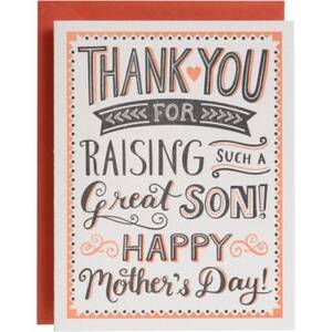 Thank You for Raising Great Son Mother's Day Card