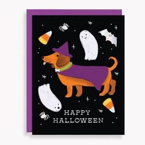 Weiner Dog Happy Halloween Card