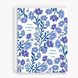 Amazing Mom Blue Floral Mother's Day Card