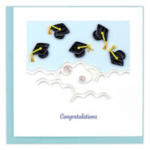 Quilling Flying Caps Graduation Card