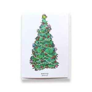 Glitter Merry Merry Tree Christmas Card
