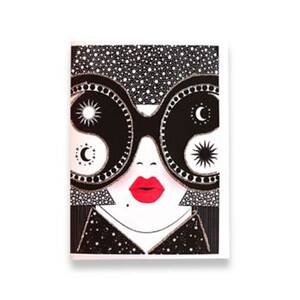 Glitter Yin & Yang Girl Greeting Card