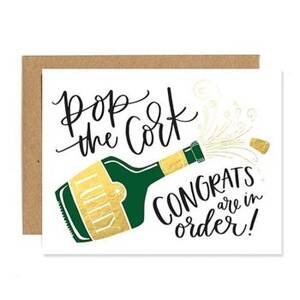 Pop The Cork Wedding Card