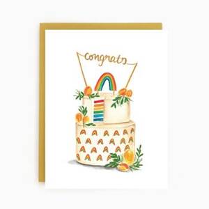Rainbow Cake Wedding Card
