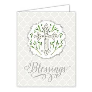 Gray Glitter Blessings Card