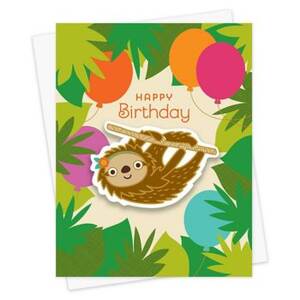 Sloth Sticker Birthday Card