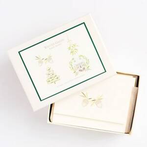 Glittered Winter Green Holiday Card Set