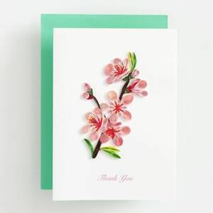 Quilling Peach Blossom Thank You Card
