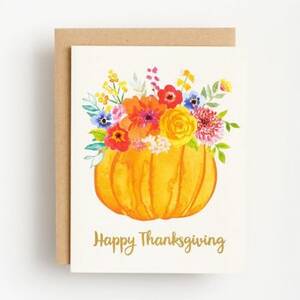 Floral Pumpkin Thanksgiving Card