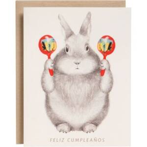 Bunny with Maracas Birthday Card