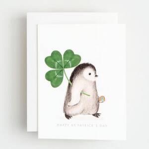 Penguin with Shamrock St. Patrick's Day Card