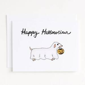 Weiner Dog Halloween Card