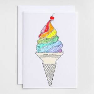 Specialty Glitter Ice Cream Cone Birthday Card