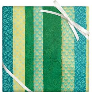 Green Patchwork Stripes Handmade Paper