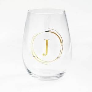 Monogrammed Wine Glass J