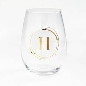 Monogrammed Wine Glass H