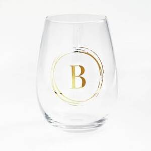 Monogrammed Wine Glass B