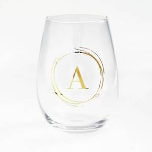 Monogrammed Wine Glass A